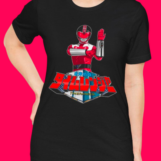 Timeranger Pink Tee Custom Graphic Art Cosplay Shirts Rangers Retro Vintage 90s