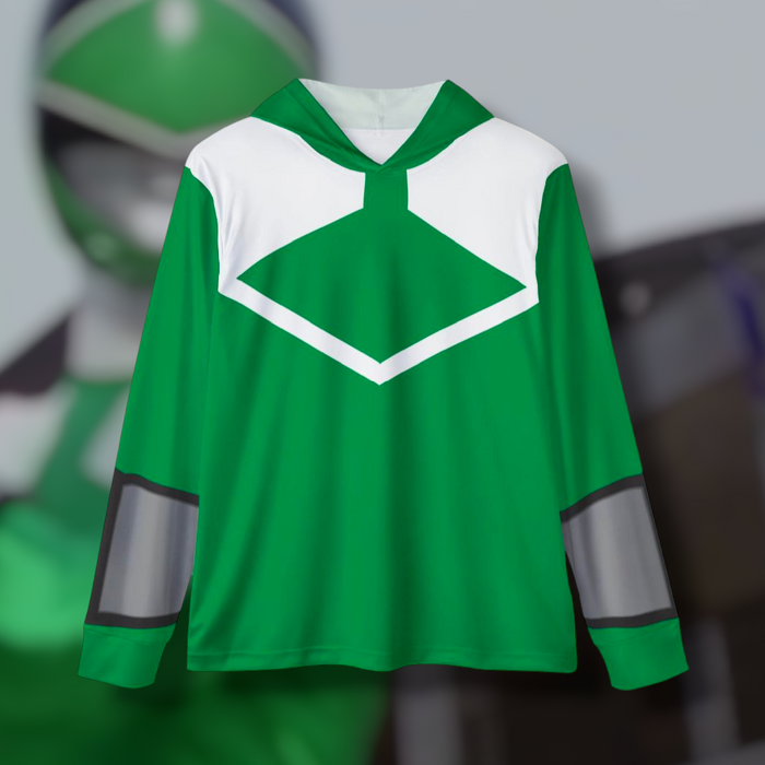 Timeranger Time Green Hoodie (Full Print) Lightweight, Breathable, workout, pull over, fitness Hoodie Super Sentai Custom
