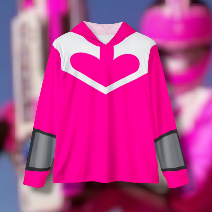 Timeranger Time Pink Hoodie (Full Print) Lightweight, Breathable, workout, pull over, fitness Hoodie Super Sentai Custom