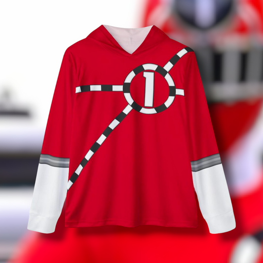 ToQger Red Hoodie (Full Print) Lightweight, Breathable, workout, pull over, fitness Hoodie Super Sentai Custom