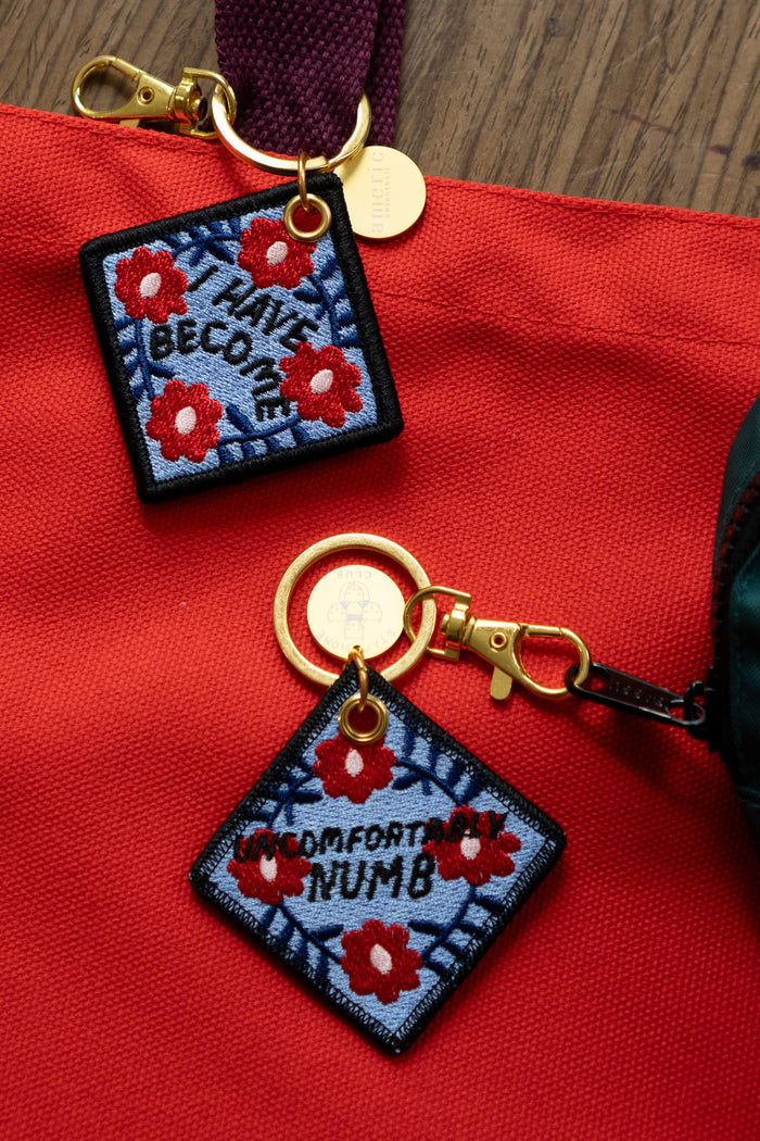 Uncomfortably Numb - Embroidered Keychain
