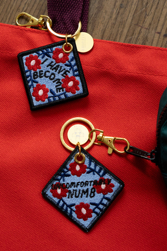 Uncomfortably Numb - Embroidered Keychain