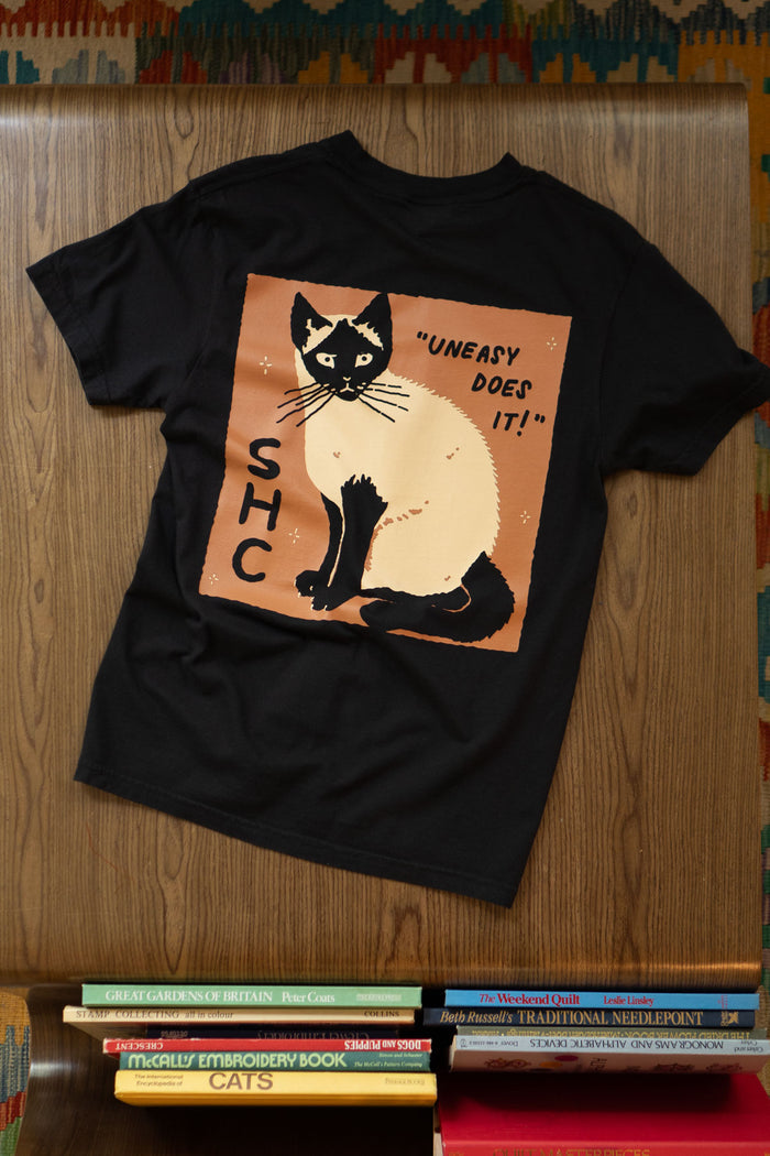 Uneasy Does It (Siamese) T-Shirt | Black