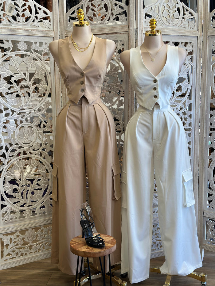 Vest and Cargo Trouser Set- Not Stretchy, No Estira