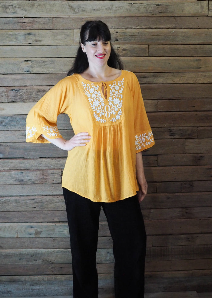 Wildflower Blouse Sunshine and White
