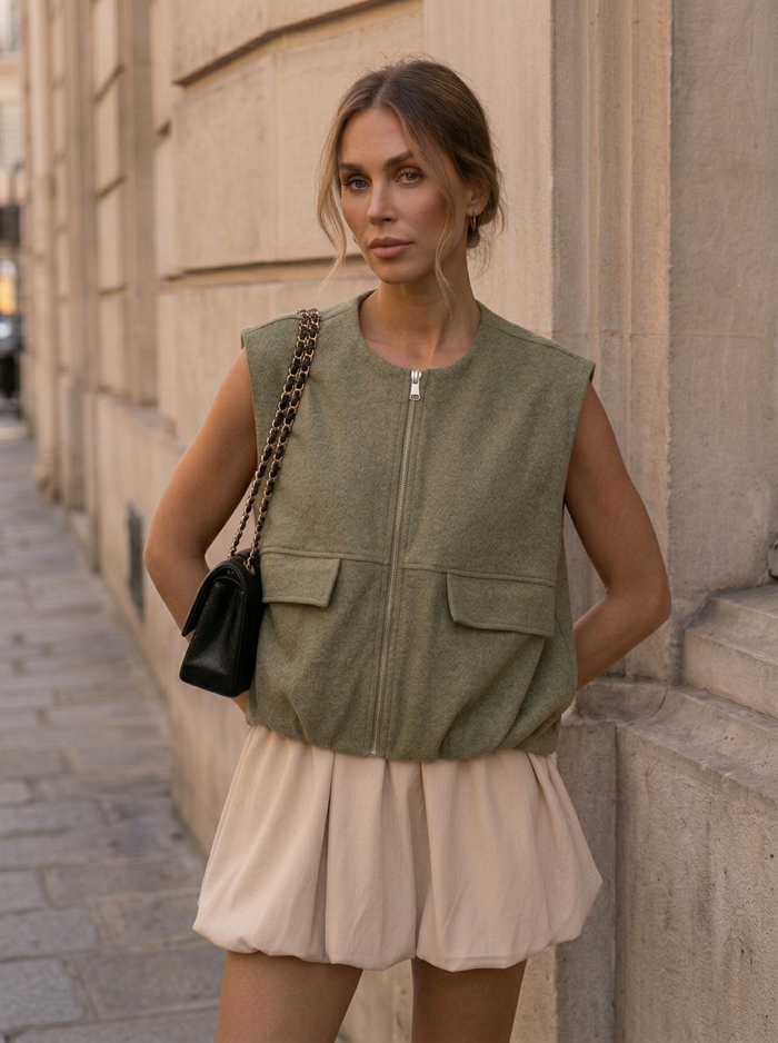 Wildlederoptik Weste Khaki o. Camel