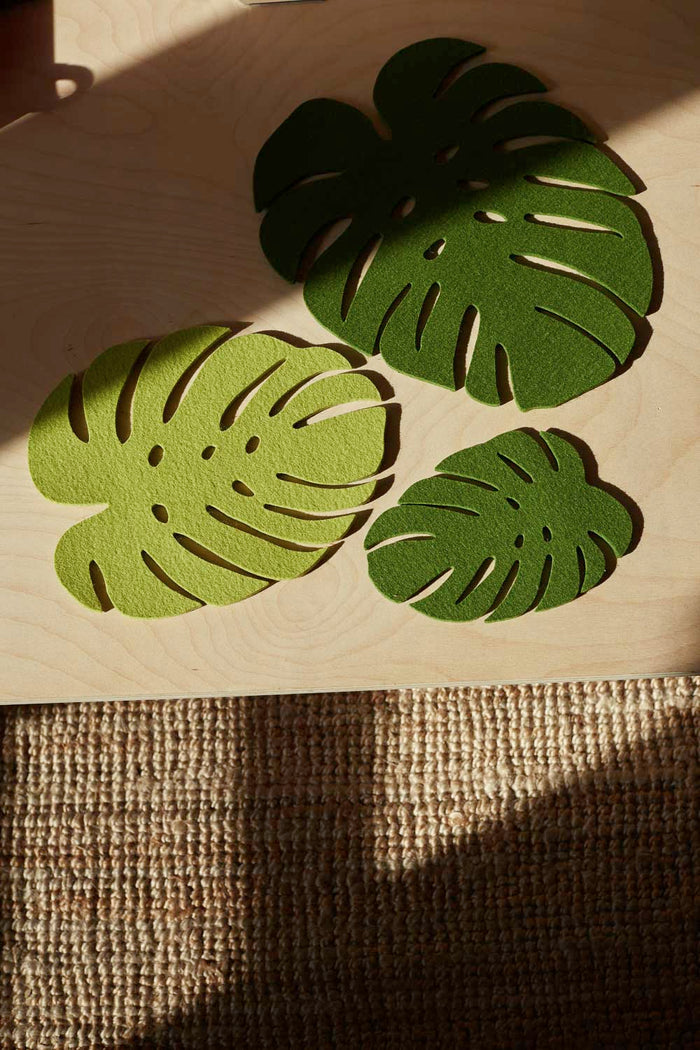 Wool Monstera Trivet- Loden Green