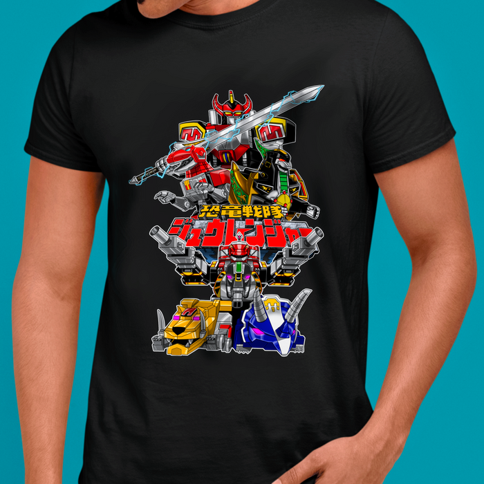 Zyuranger Mechas Tee  Custom Graphic Art Cosplay Shirts Rangers Retro Vintage 90s
