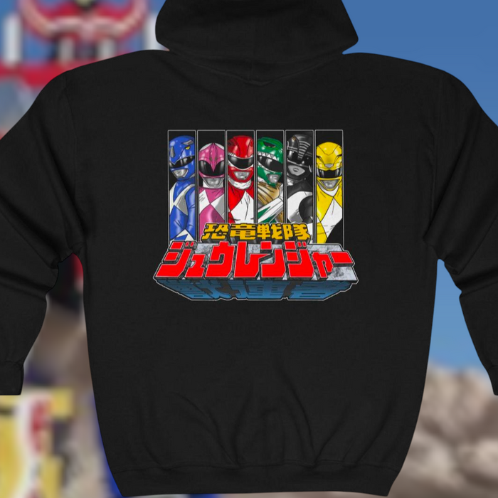 Zyurangers Team Zip Up Hoodie Custom Graphic Art Cosplay Shirts Rangers Retro Vintage 90s