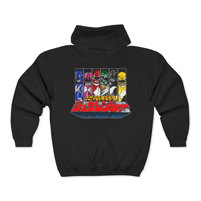 Zyurangers Team Zip Up Hoodie Custom Graphic Art Cosplay Shirts Rangers Retro Vintage 90s